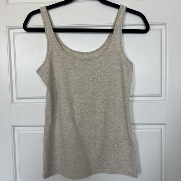 Banana Republic The Essential Tee Scoop Neck Tank Top Size XS Heathered Tan - Picture 1 of 4